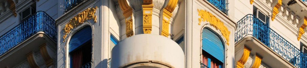 Side of a building, showing unique buildings in Algeria .