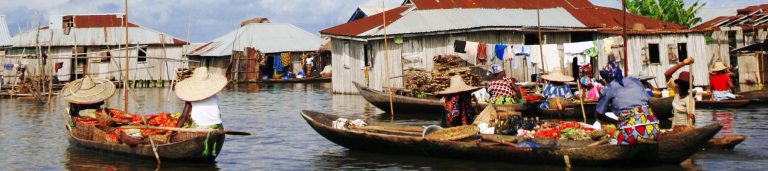 Two boats on a river in Benin.