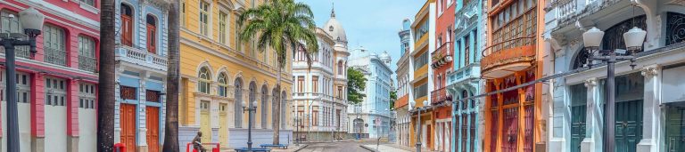 The colorful buildings in the street of Brazil.