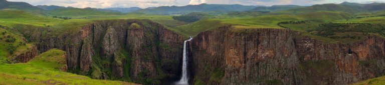 Overlooking a waterfall in Lesotho.