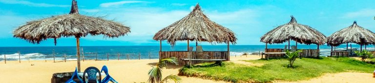 Picture of a beach bungalow over looking the ocean in Liberia.